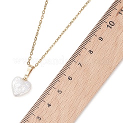 Barocke Herzanhänger aus natürlicher Keshi-Perle an einer Kabelkette aus Edelstahl 304 für Damen&nbsp;NJEW-JN05964