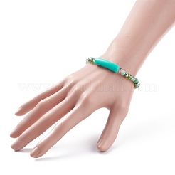 Bracciale elastico tondo con perline di vetro e tubo in acrilico&nbsp;BJEW-JB07983