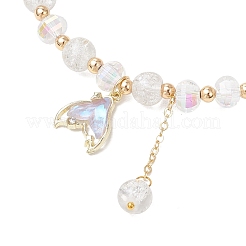 4 pz braccialetti elastici in perline di vetro e ottone&nbsp;BJEW-JB11769-04
