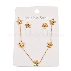 Blumenförmige Strass-Halsketten und Ohrstecker-Sets aus Edelstahl 304 mit Blumenmuster für Damen&nbsp;SJEW-K003-02G
