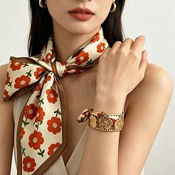 Bracelet manchette creux en acier inoxydable 304 à motif floral&nbsp;WG31ED2-01