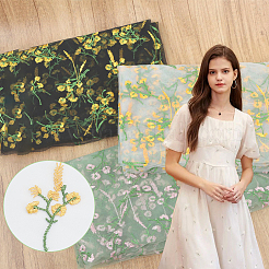 Spitzenstoff aus Polyester mit Blumenmuster und Stickerei&nbsp;AJEW-WH0314-267