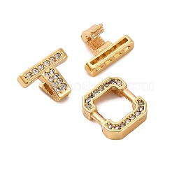 Micro pavé di ottone trasparente cubic zirconia piegato su fermagli&nbsp;KK-P291-12G