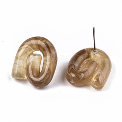 Orecchini a bottone in resina trasparente&nbsp;EJEW-T012-01-B02