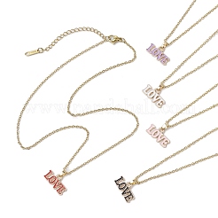 5 collier pendentif en alliage émaillé avec mot d'amour sur le thème de la Saint-Valentin&nbsp;NJEW-JN05222