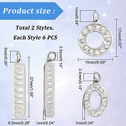 12 pendentif en acier inoxydable 304 de 2 styles&nbsp;STAS-DC0010-22