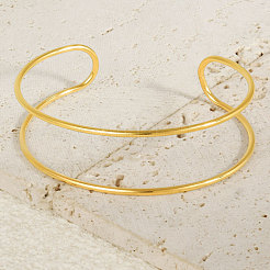 Bracelets manchettes double couche en acier inoxydable 304 pour femmes&nbsp;KC9358-2