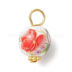 Colgantes de cerámica de porcelana con estampado de flores hechos a mano&nbsp;PALLOY-JF03928-02