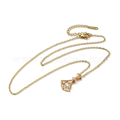 Collane con pendente a forma di foglia di ginkgo in ottone con micro pavé di zirconi cubici&nbsp;NJEW-E106-01KCG-02