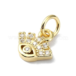 Breloques en laiton avec micro pavé de zircone cubique sur le thème des yeux&nbsp;KK-H475-58G-02