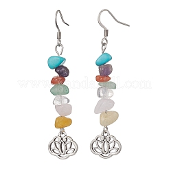 Boucles d'oreilles pendantes en cristal de quartz naturel et quartz rose et agate rouge du sud et améthyste et topaze jade et aventurine verte et turquoise synthétique&nbsp;EJEW-JE06648-01