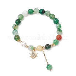 3 bracciale con perline rotonde in agata naturale striata&nbsp;BJEW-JB11924