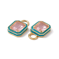 Rechteckige Anhänger aus rosa Glas&nbsp;KK-I696-10G-03