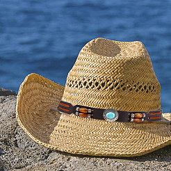 Cintura da cappello da cowboy del sud-ovest con perline ovali turchesi sintetiche&nbsp;DIY-WH0449-02