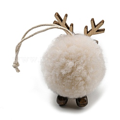 Weihnachtsdekoration mit Hirschkugel-Anhänger aus Plüsch und Holz&nbsp;HJEW-E008-01A