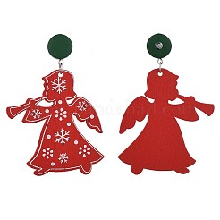 Angel teñido de madera de álamo cuelga aretes&nbsp;X-EJEW-JE03359-03