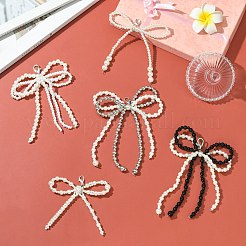 5 pz 5 stili fiocco di plastica imitazione perla ciondoli per scarpe&nbsp;AJEW-CJ0001-64