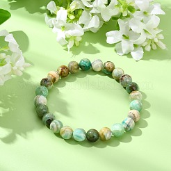 Pulseras elásticas de cuentas de jaspe verde natural para mujeres y hombres&nbsp;BJEW-JB13833