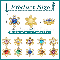 250 Stück 10 Farben Legierung Strass Cabochons&nbsp;FIND-PH0059-67