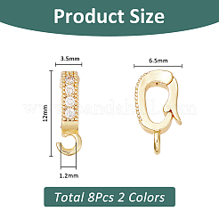 8 Stück 2 Farben Messing Micro Pave klare Zirkonia Twister Verschlüsse&nbsp;KK-FH0007-74