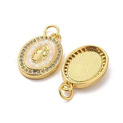 Micro pavé de zircone cubique en laiton avec pendentifs en opale synthétique&nbsp;KK-D096-03A-02