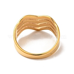 Placcatura ionica (ip) 201 anello in acciaio inossidabile ondulato spesso per le donne&nbsp;RJEW-G266-08G
