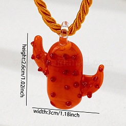 Colliers pendentif cactus faits à la main en lampwork pour femmes&nbsp;FS-WG65E2A-01