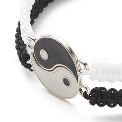 Emaille Yin Yang passendes Paar geflochtene Perlenarmbänder Set&nbsp;BJEW-JB08557