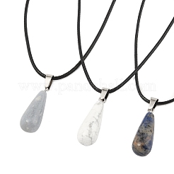 DIY-Sets zur Herstellung von Tropfenanhängern aus natürlichen und synthetischen Edelsteinen und gewachsten Kordeln&nbsp;DIY-FS0008-48