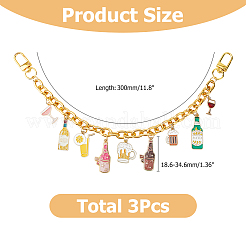 3 pendentif ours en alliage émaillé Oktoberfest avec chaîne décorative pour sac en aluminium&nbsp;HJEW-HS00108