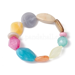 Braccialetti elasticizzati con perline acriliche con pepite di colore arcobaleno da donna&nbsp;BJEW-JB10497