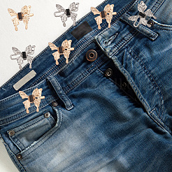 6 spilla per bottoni di jeans regolabili in lega a farfalla&nbsp;FIND-HY0003-17