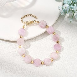 Braccialetti da donna con perline distanziatrici in kunzite naturale e ottone.&nbsp;BJEW-JB14112-01