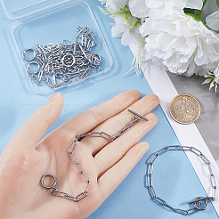 15 Stück 304 Edelstahl Büroklammer Kette Armband Set&nbsp;BJEW-SC0001-23