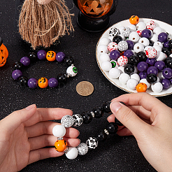 210 Stück 8 Stile Halloween-Thema bedruckte natürliche Holzperlen&nbsp;WOOD-SP0001-07