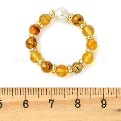 Bagues ajustables en ambre naturel&nbsp;RJEW-JR01089