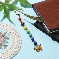Segnalibro pendente in lega di smalto a farfalla con perla di pietra preziosa chakra&nbsp;AJEW-JK00253-01