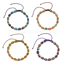 Pulseras ajustables de cuentas cúbicas trenzadas de jaspe imperial natural teñido.&nbsp;BJEW-JB14247
