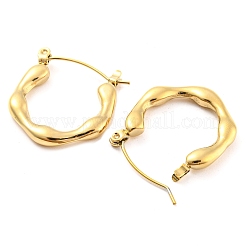Wellenring 304 Edelstahl Creolen für Damen&nbsp;EJEW-C067-11G