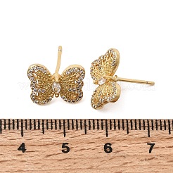 Schmetterlings-Ohrstecker aus Messing mit Mikropflaster und klarem Zirkonia&nbsp;EJEW-H180-19G