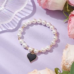Braccialetti con ciondoli in ottone smaltato nero&nbsp;BJEW-JB10649-02