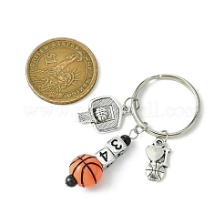 Schlüsselanhänger mit Zahlen- und Basketball-Anhänger aus Acrylperlen&nbsp;KEYC-JKC00850