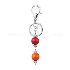 Porte-clés en perles rondes en bois naturel teinté&nbsp;KEYC-JKC00930
