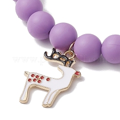 Braccialetti elasticizzati con perline rotonde in silicone da 9 mm a tema natalizio&nbsp;BJEW-JB10879