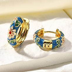 Creolen aus Messing mit Emaille und Blumen&nbsp;EJEW-R018-06G