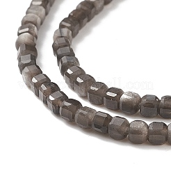 Collana di perline cubiche di ossidiana color argento naturale per le donne&nbsp;NJEW-JN04111-02