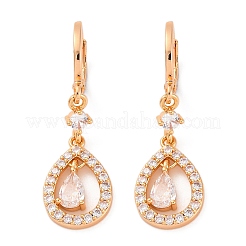 Orecchini a monachella in ottone con micro pavé di zirconi chiari&nbsp;EJEW-K300-59G-02