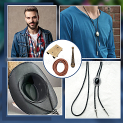 Corde tressée en cuir de vachette&nbsp;DIY-NB0013-34AB