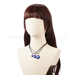 3 pz 3 collane con ciondolo a lume di malocchio di dimensioni 17-7/8 con cordini cerati per le donne&nbsp;NJEW-JN03954