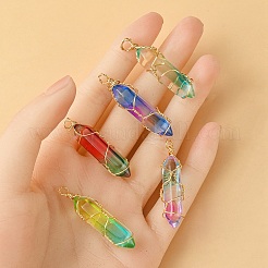 5pcs 5 colgantes de vidrio de colores&nbsp;GLAA-YW0003-24